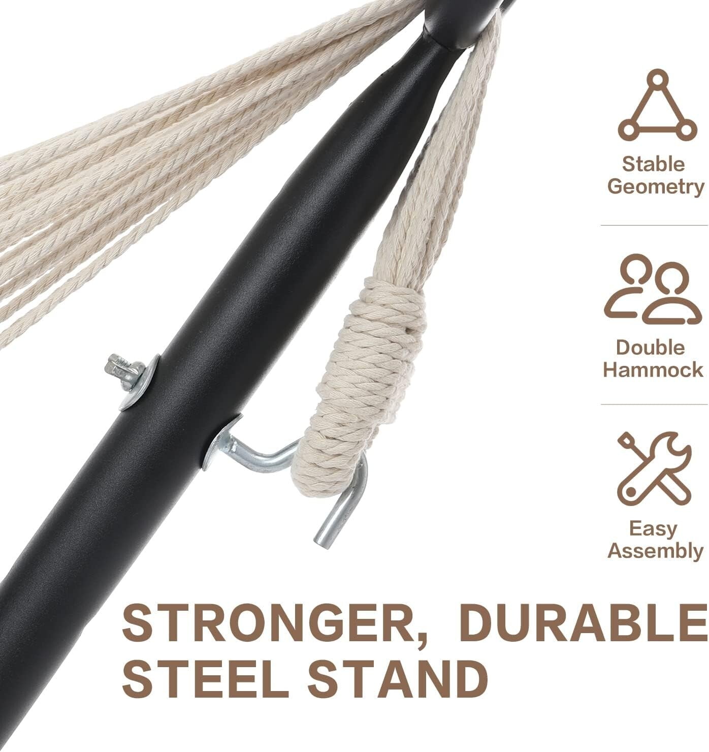 Outdoor Double Hammock with Strong Steel Stand - 450lb Capacity in Light Blue