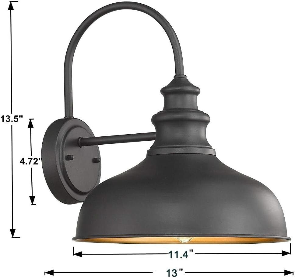 Farmhouse Gooseneck Barn Light Sconce in Black - Durable Entryway Illumination