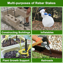 Load image into Gallery viewer, Chisel Point 16" Rebar Stakes - 34 Heavy Duty Steel Anchors for Secure Gardening