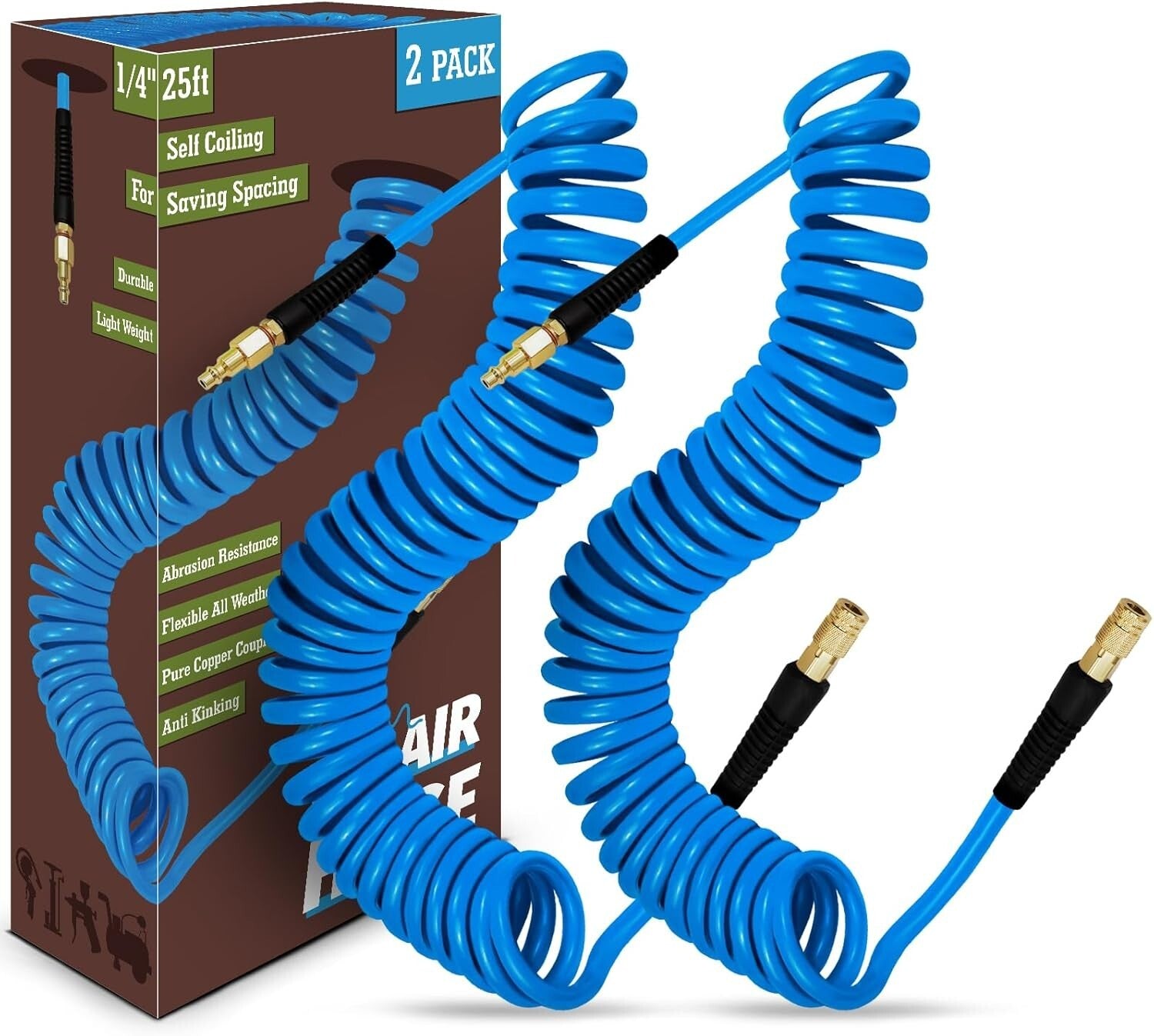 Versatile 25 ft Polyurethane Air Compressor Hose - Quick Connect & High Pressure