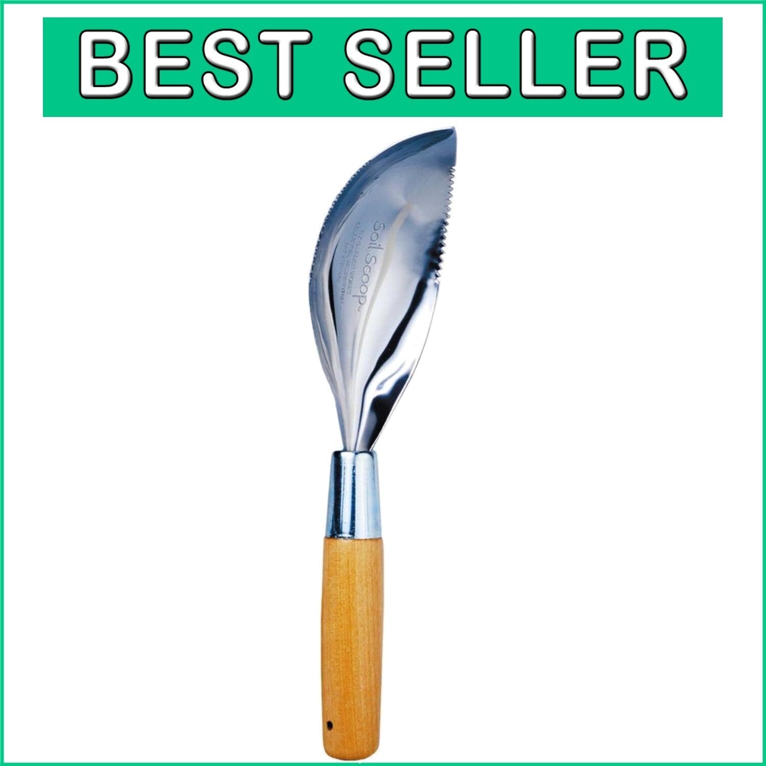Classic Eco-Friendly Soil Scoop - 18 Gauge Stainless Steel, Ergonomic Design