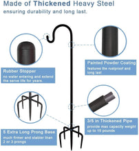 Load image into Gallery viewer, Rust-Resistant Adjustable Shepherd Hooks, 92" High with 5 Base Prongs - Black