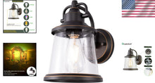 Load image into Gallery viewer, Modern Wall-Mounted Lantern with Seeded Glass - Perfect for Outdoor Spaces