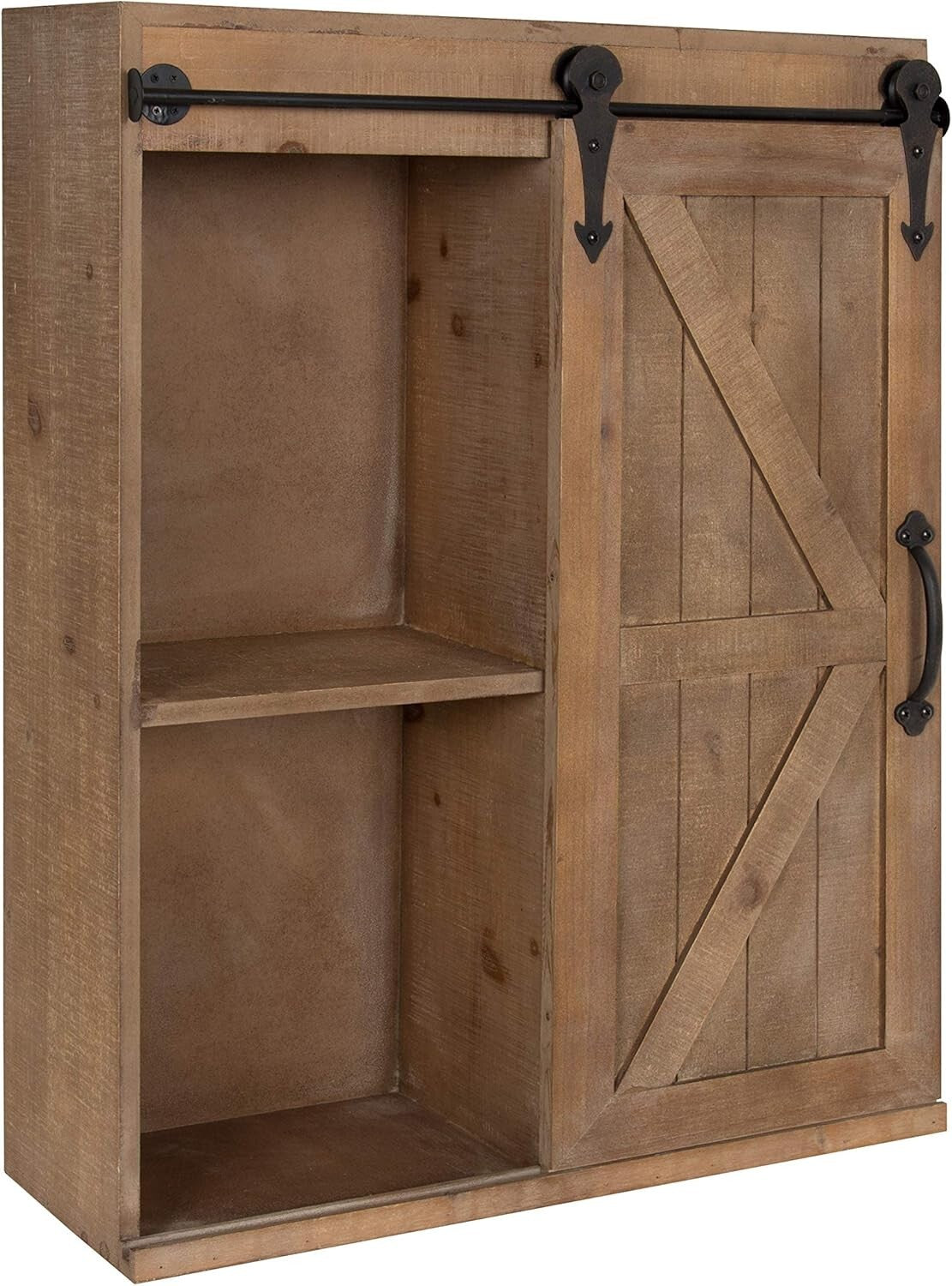 Durable Rustic Brown Bathroom Storage Cabinet with Easy-Access Sliding Door