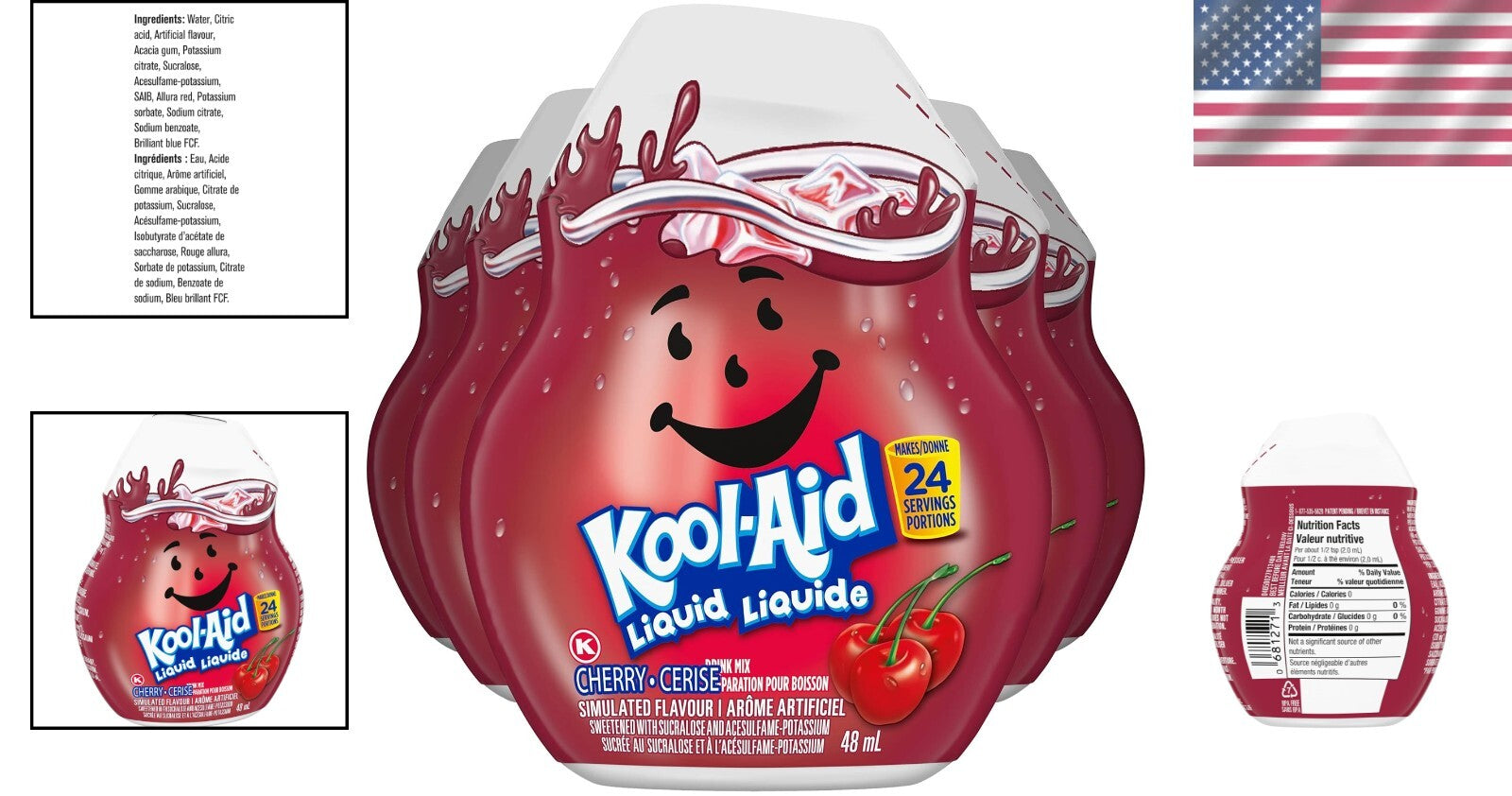 Cherry Liquid Drink Mix, 48mL Bottles - Pack of 12, Zero Calorie Refreshment