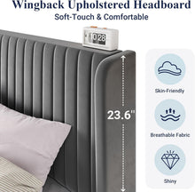 Load image into Gallery viewer, Modern Upholstered Platform Bed with Squeak-Resistant Wooden Slats - Full Size