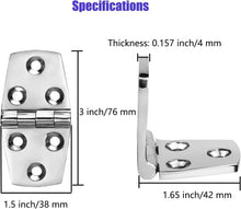 Load image into Gallery viewer, Noise-Free 316 Marine Stainless Steel Hinges 3" x 1.5" with Screws - 6 Pack