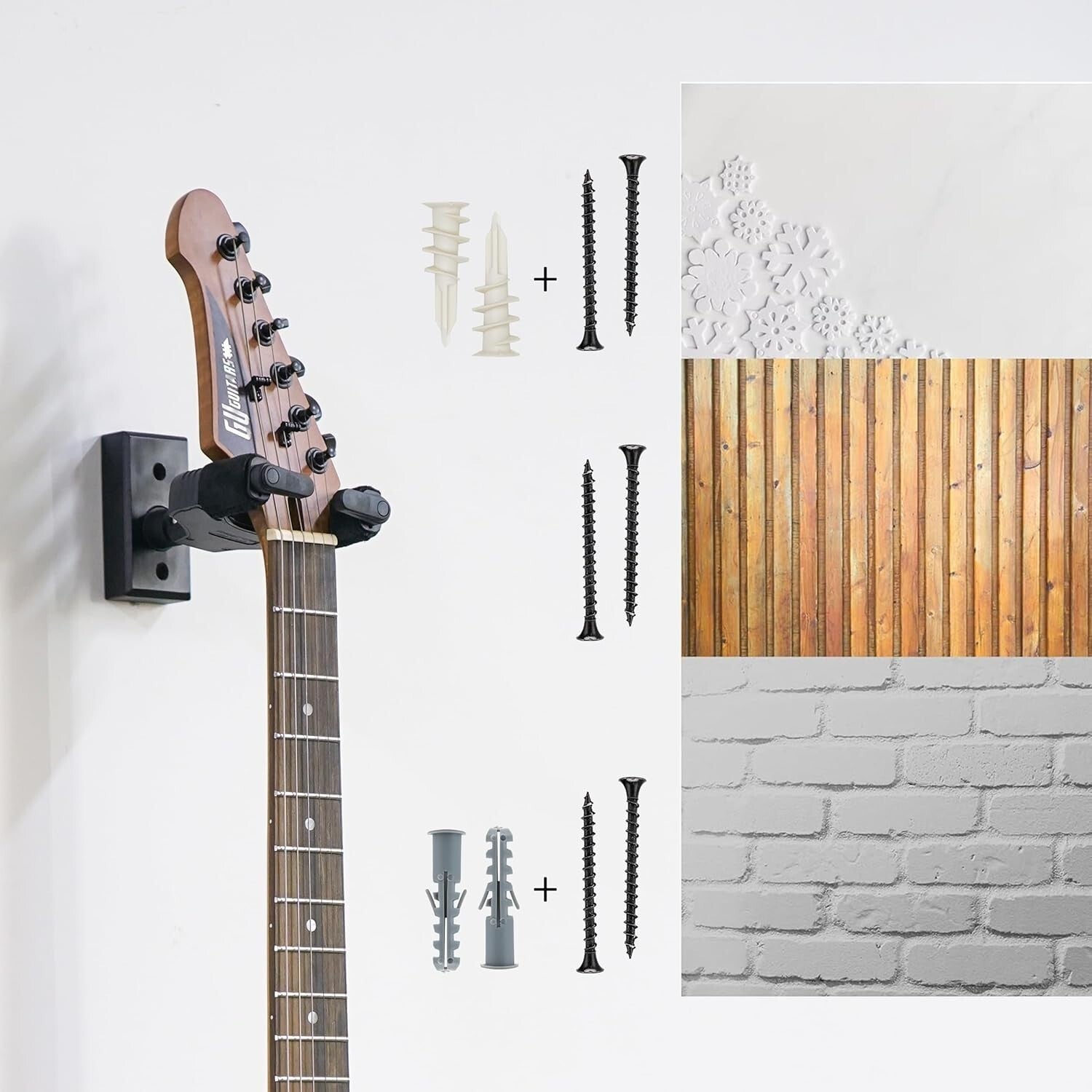 Elegant Guitar Wall Mount with Auto Lock for Acoustic & Electric Instruments