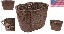 Load image into Gallery viewer, Stylish Cane Woven Oval Basket with Adjustable Leather Straps &amp; Brass Buckles