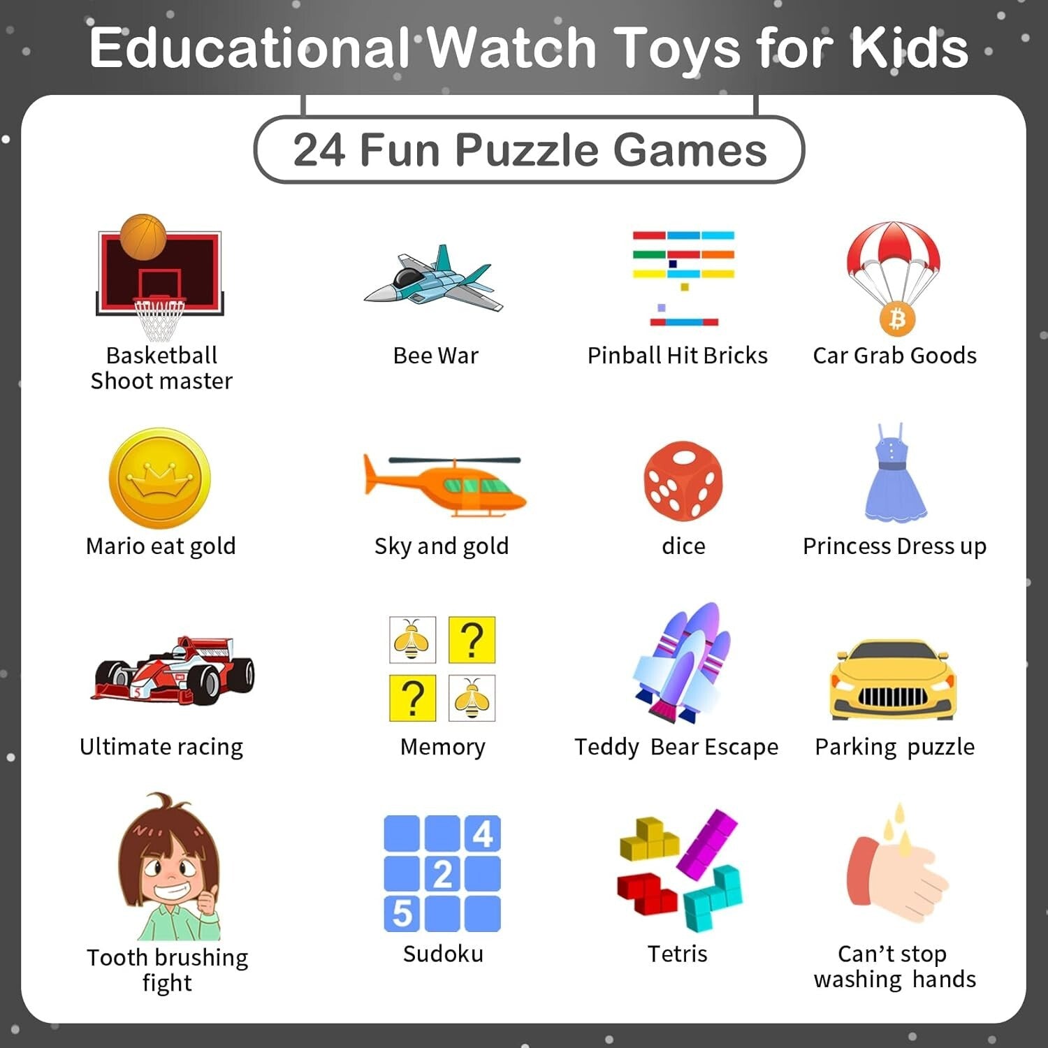 Durable Kids Smart Watch with Touchscreen & 24 Games - Ideal for Young Explorers