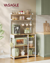 Load image into Gallery viewer, 35.4 Inch Microwave Stand with 4 AC Outlets - Sturdy Kitchen Organizer in Oak