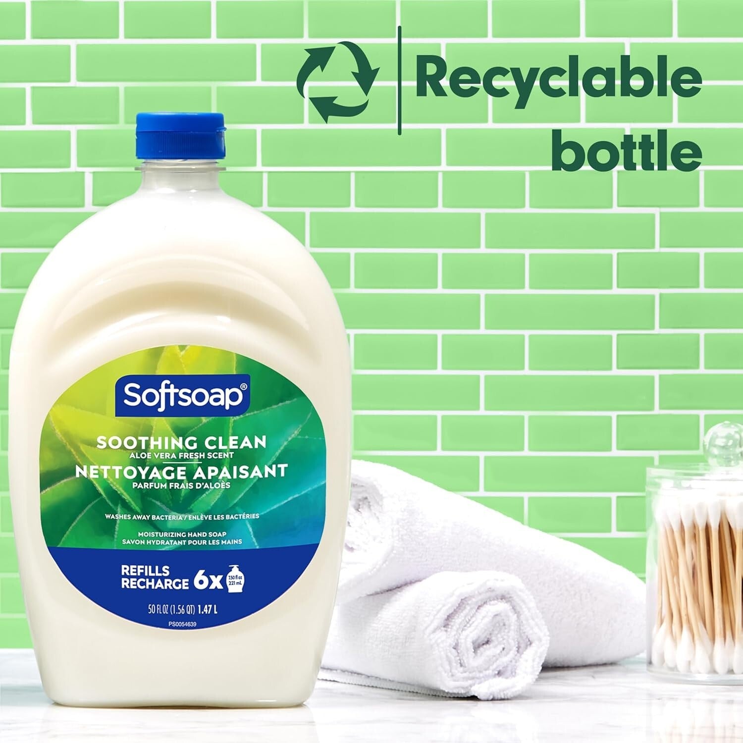 Fresh Scented Aloe Vera Hand Soap Refill, 50oz Bottles - Pack of 6 for Daily Use