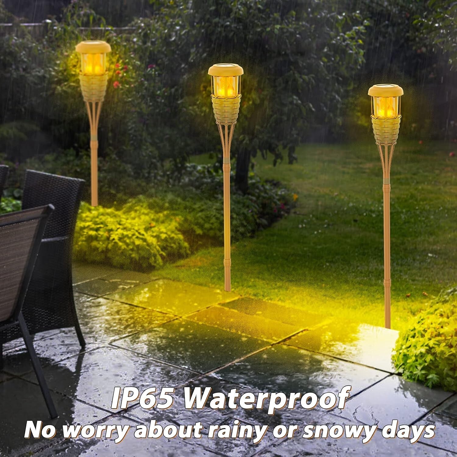 Energy Efficient Solar Torch Lights with Realistic Flickering Flame - 6 Pack