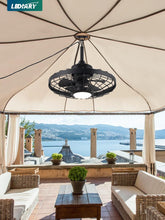 Load image into Gallery viewer, Versatile 20" Caged Ceiling Fan for Patios with Remote &amp; Adjustable LED Light