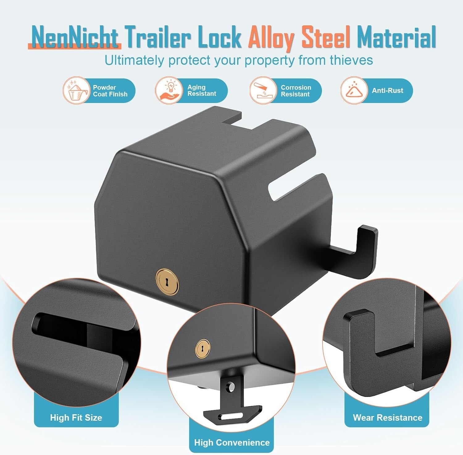 All-in-One Anti Theft Trailer Lock for RVs and Trucks - Weather Resistant Design