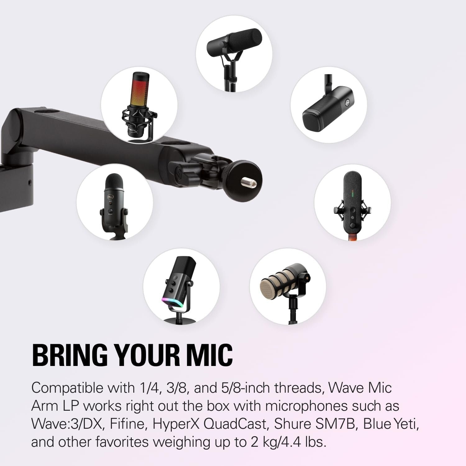 All-Metal Low Profile Mic Arm with 360-Degree Rotation for Professional Use