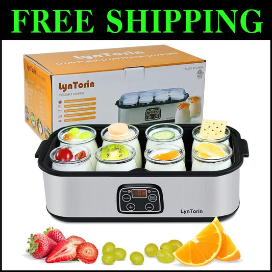 Stainless Steel Yogurt Maker with Time & Temperature Control for Healthy Living