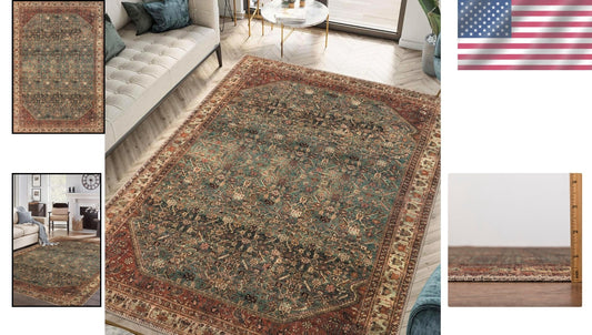 Elegant 5' x 7' Indoor Rug - Vintage Abstract Design & Non-Slip Technology