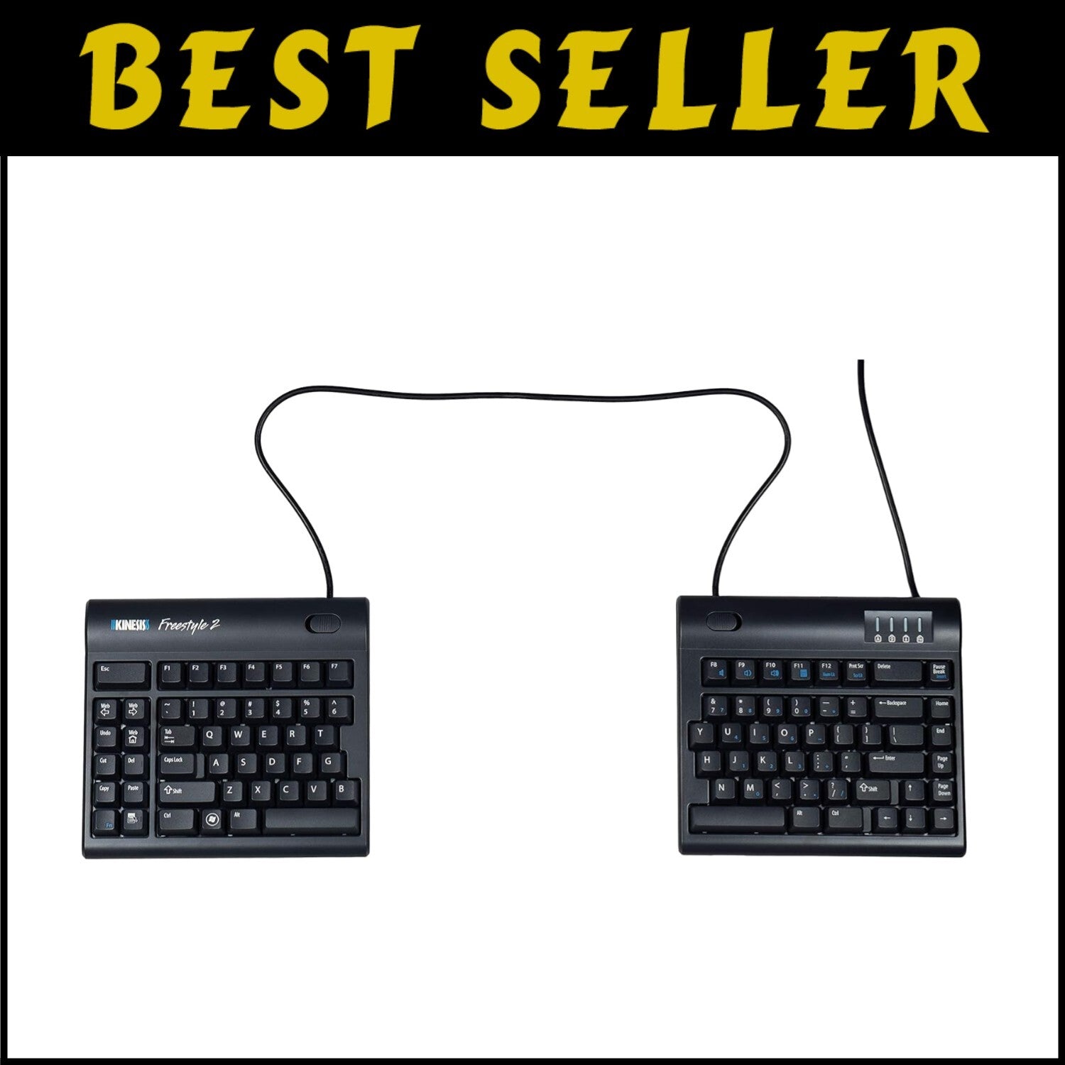 Plug-and-Play Freestyle2 Ergonomic Keyboard with 20” Separation for Office Use