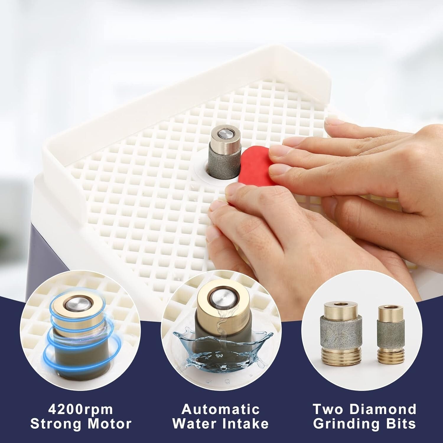 Compact 4200RPM Stained Glass Grinder with Widened Baffle & Water Absorption