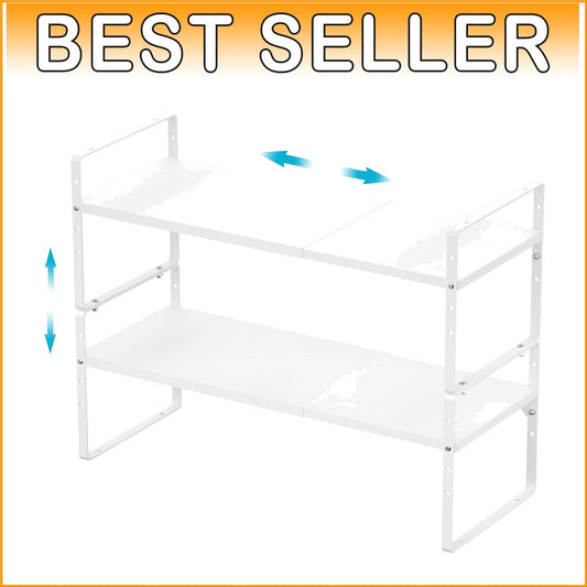 Expandable 2-Pack Heavy-Duty Steel Kitchen Organizer Rack - Adjustable Design