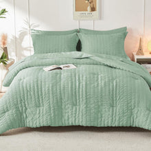 Load image into Gallery viewer, Romantic Seersucker Full Size Comforter Set - Includes Sheets &amp; Pillowcases