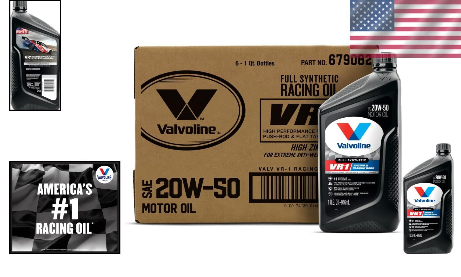 Full Synthetic 20W-50 Racing Motor Oil Case of 6 Quarts for High Performance