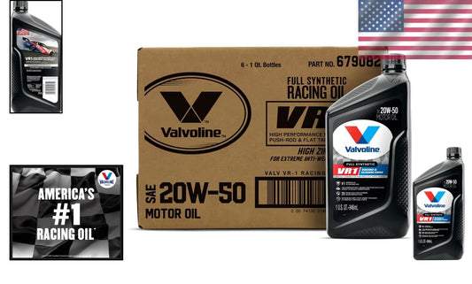 Full Synthetic 20W-50 Racing Motor Oil Case of 6 Quarts for High Performance