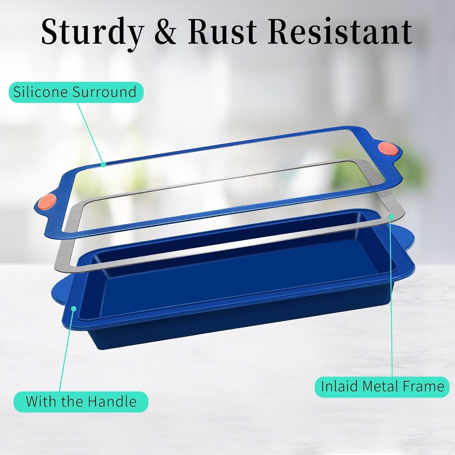 4-Piece Navy Blue Silicone Baking Set - Nonstick Bakeware with Reinforced Frame