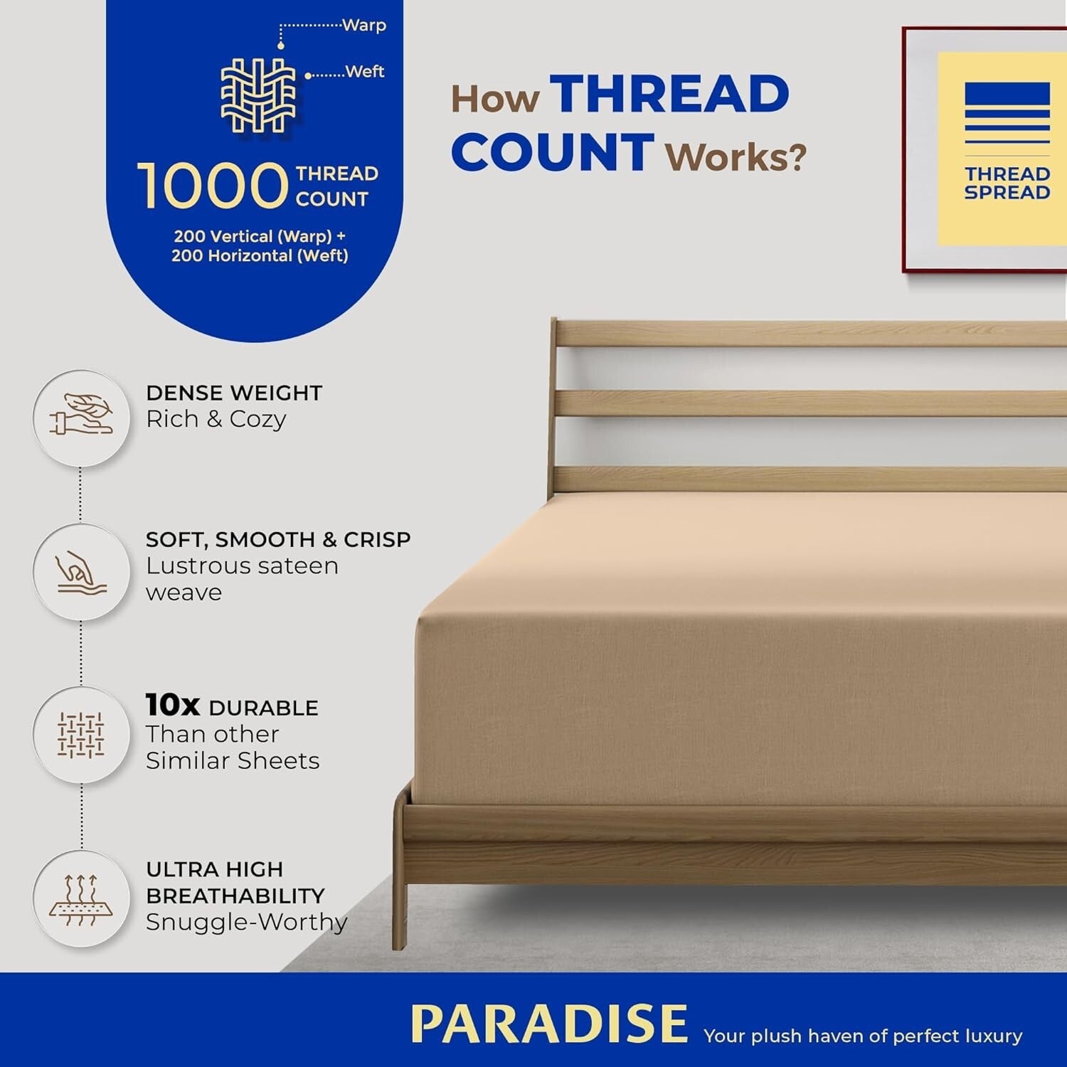 Deep Pocket California King Fitted Sheet - Fade Resistant Egyptian Cotton, Taupe