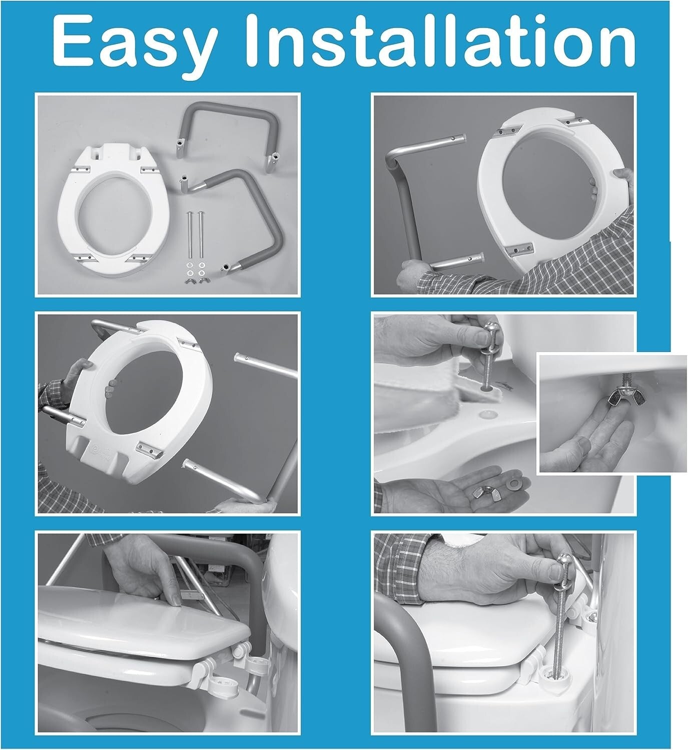 Easy Install Elevated Toilet Seat for Elongated Toilets - No Tools Required