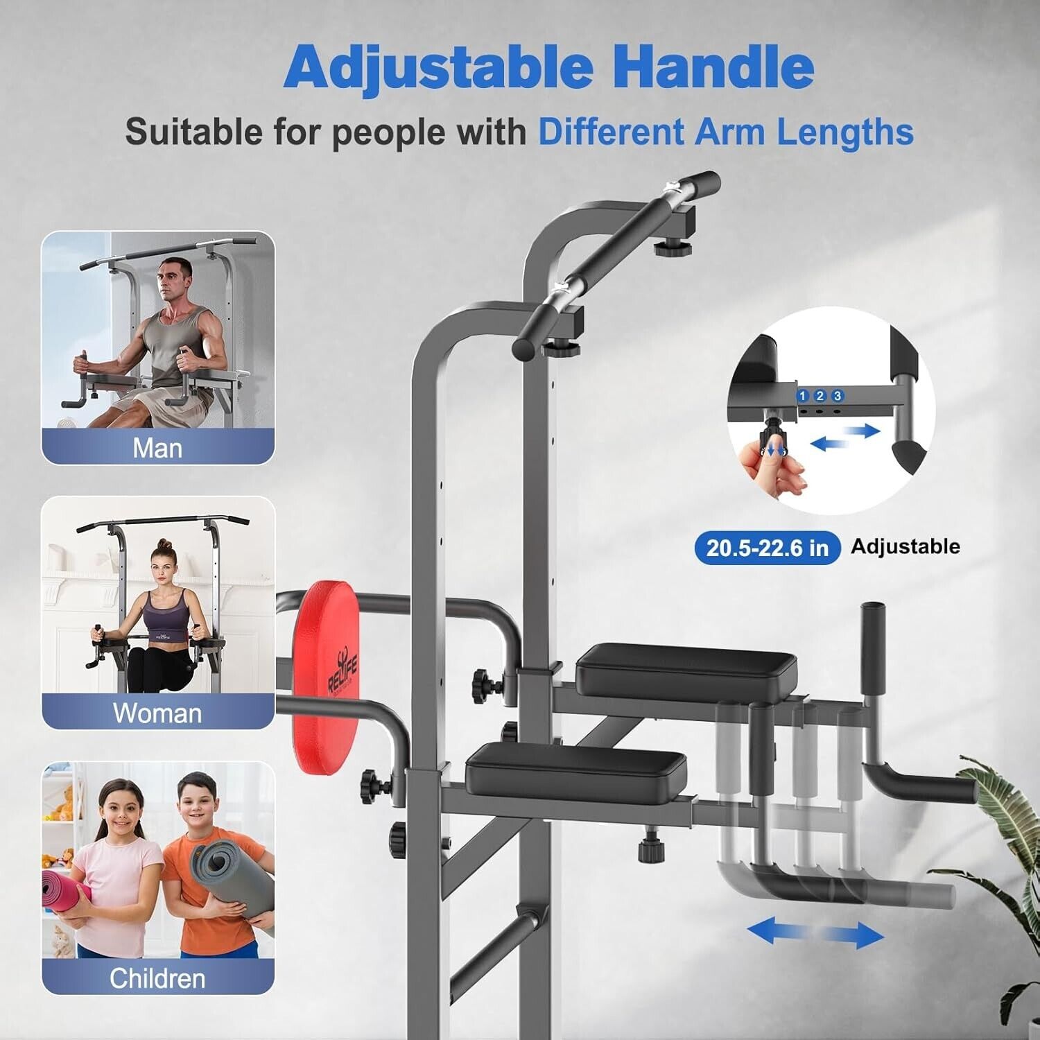 Compact Pull Up Bar Station - Multi-Function 450LBS Dip Station for Home Gym