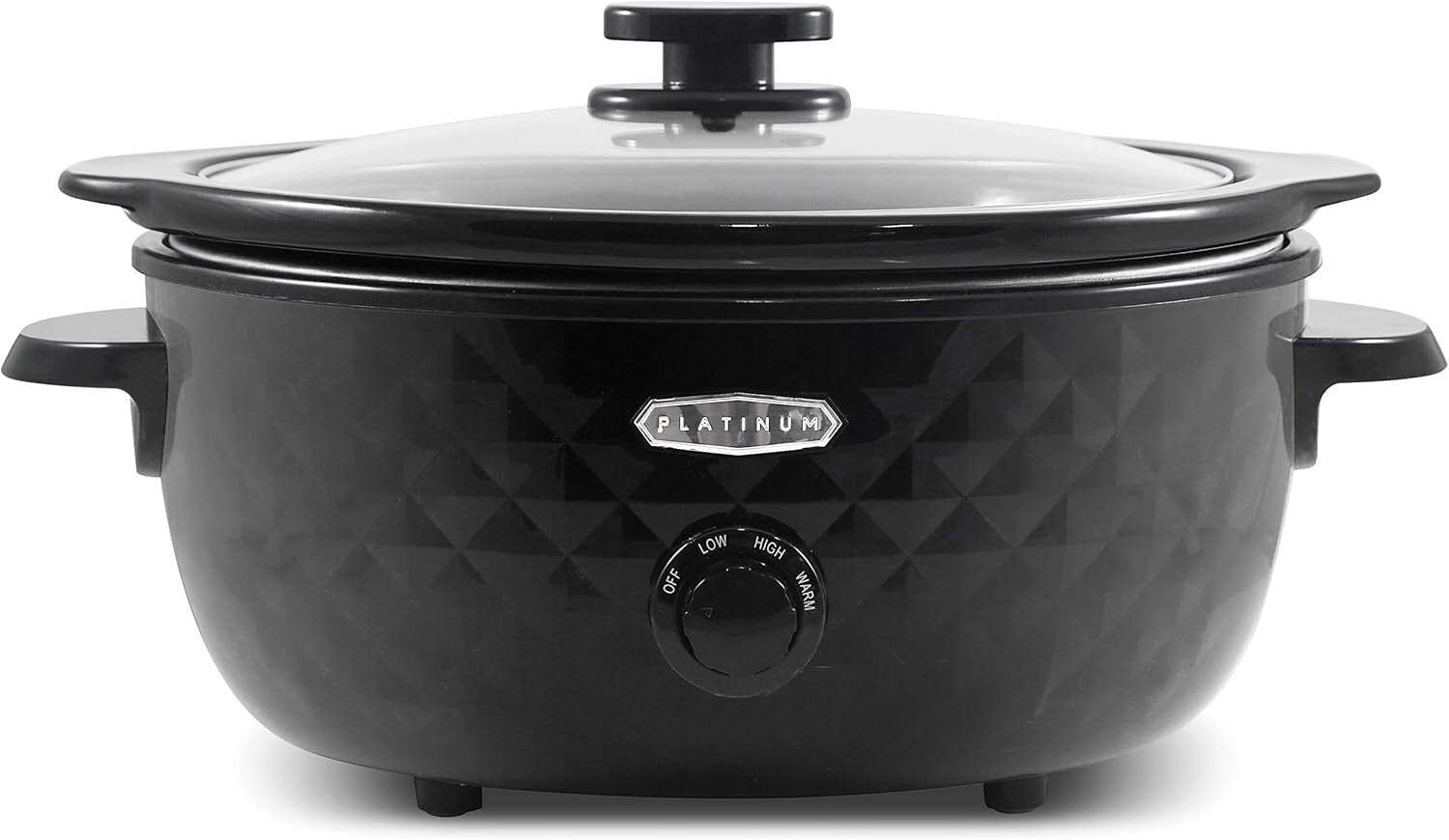 Versatile Slow Cooker with Cool-Touch Handles - 6 Quart Diamond Pattern Design