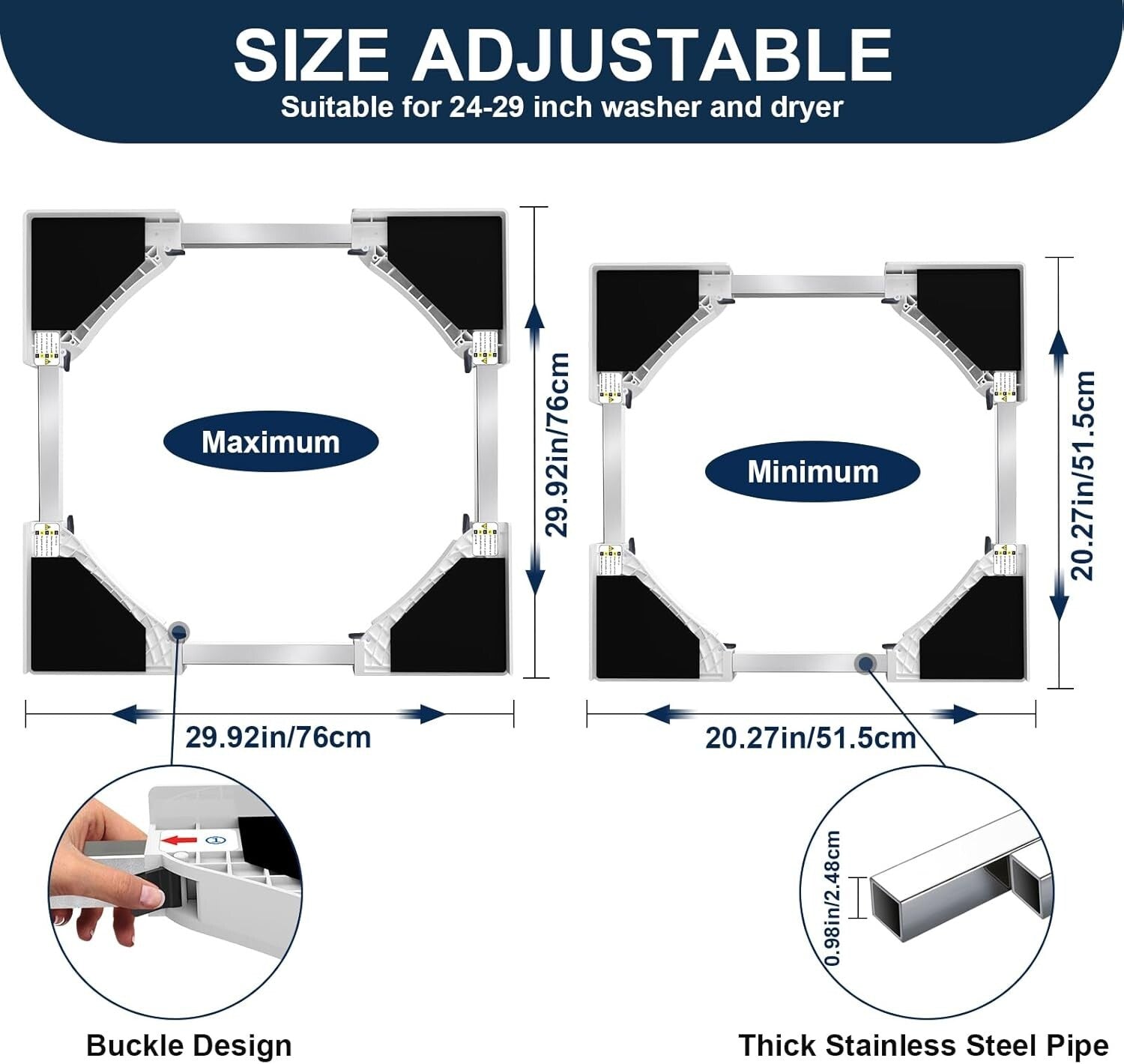 Adjustable Laundry Stacking Kit - Perfect Space Saver for 24-29 Inch Washers
