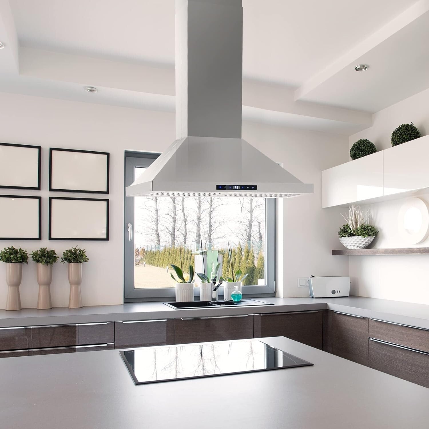 380 CFM Island Mount Range Hood with Touch Controls & Dishwasher-Safe Filters