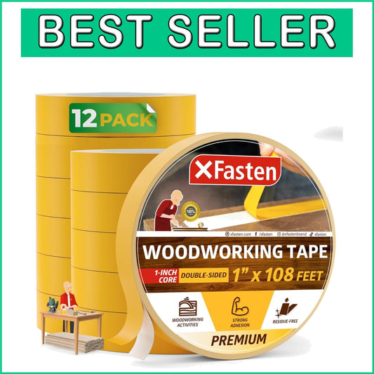 12-Pack 1-Inch Double Sided Woodworking Tape - Perfect for Templates and Edging