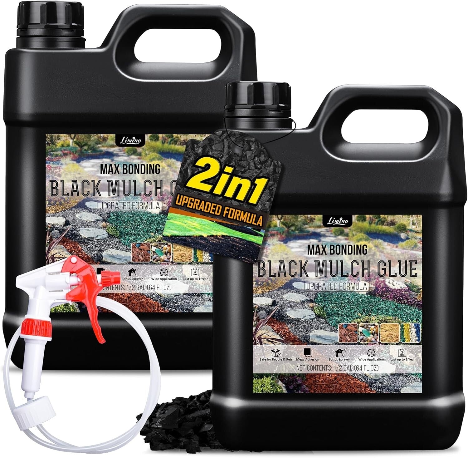 1 Gallon Black Mulch Stabilizer - Strong Adhesive for Landscaping & Garden Needs