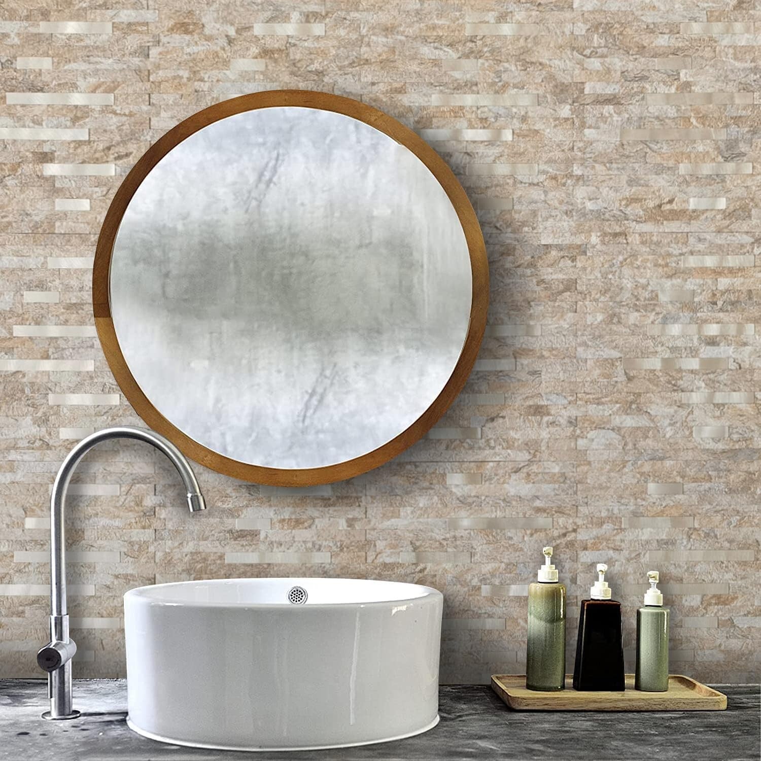 Elegant Sandstone 10-Pack Peel & Stick Textured Tile: DIY Kitchen/Bath Finish