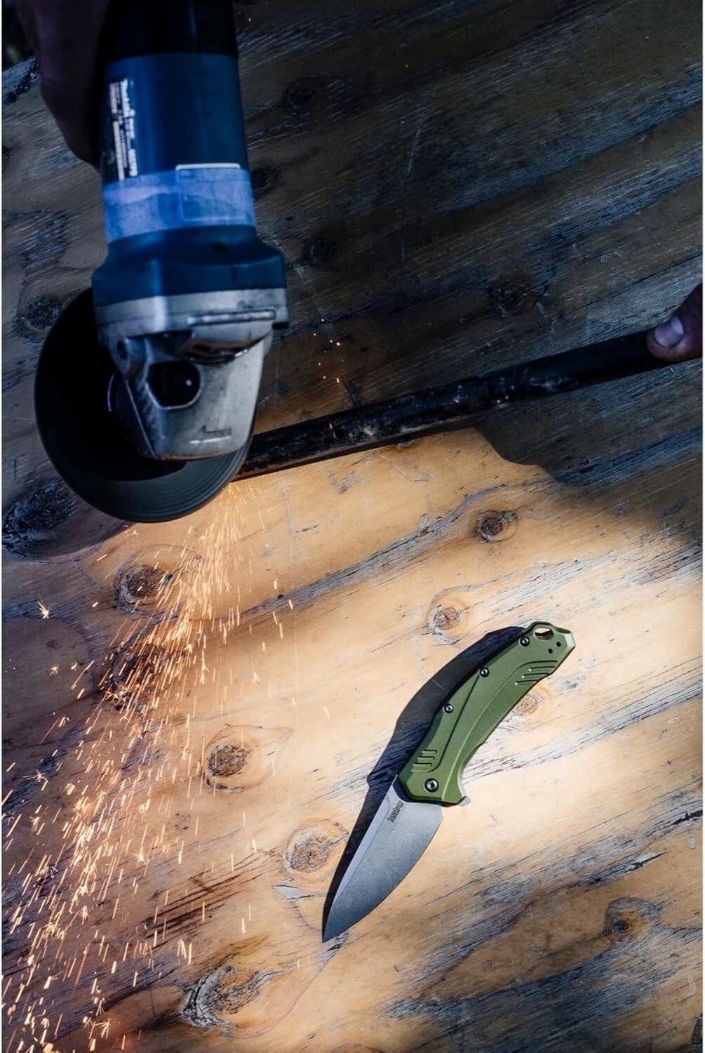 CPM 20CV Drop Point Pocketknife - Olive Aluminum Handle for Ambidextrous Carry