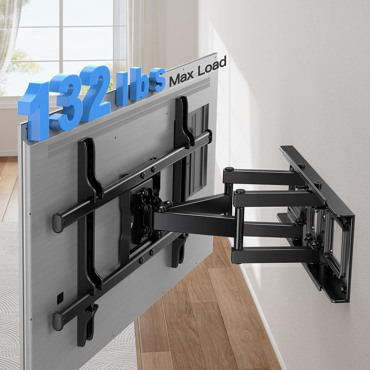 Durable TV Wall Mount for 37-75 Inch TVs - Max Load 132lbs with Level Adjustment