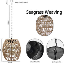 Load image into Gallery viewer, Charming Outdoor Solar Lantern - Woven Bamboo for Garden and Patio Lighting