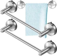 Load image into Gallery viewer, Elegant Brushed Nickel 17-Inch Shower Towel Holder - Set of 2 for Luxury Spaces
