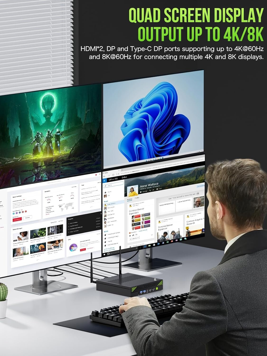 Compact Intel Core i9 Mini Computer - 32GB RAM, 1TB SSD & Quad-Screen 8K Support