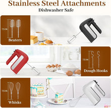 Load image into Gallery viewer, Turbo Boost Electric Hand Mixer - 5-Speed with 2 Beaters, 2 Dough Hooks - White