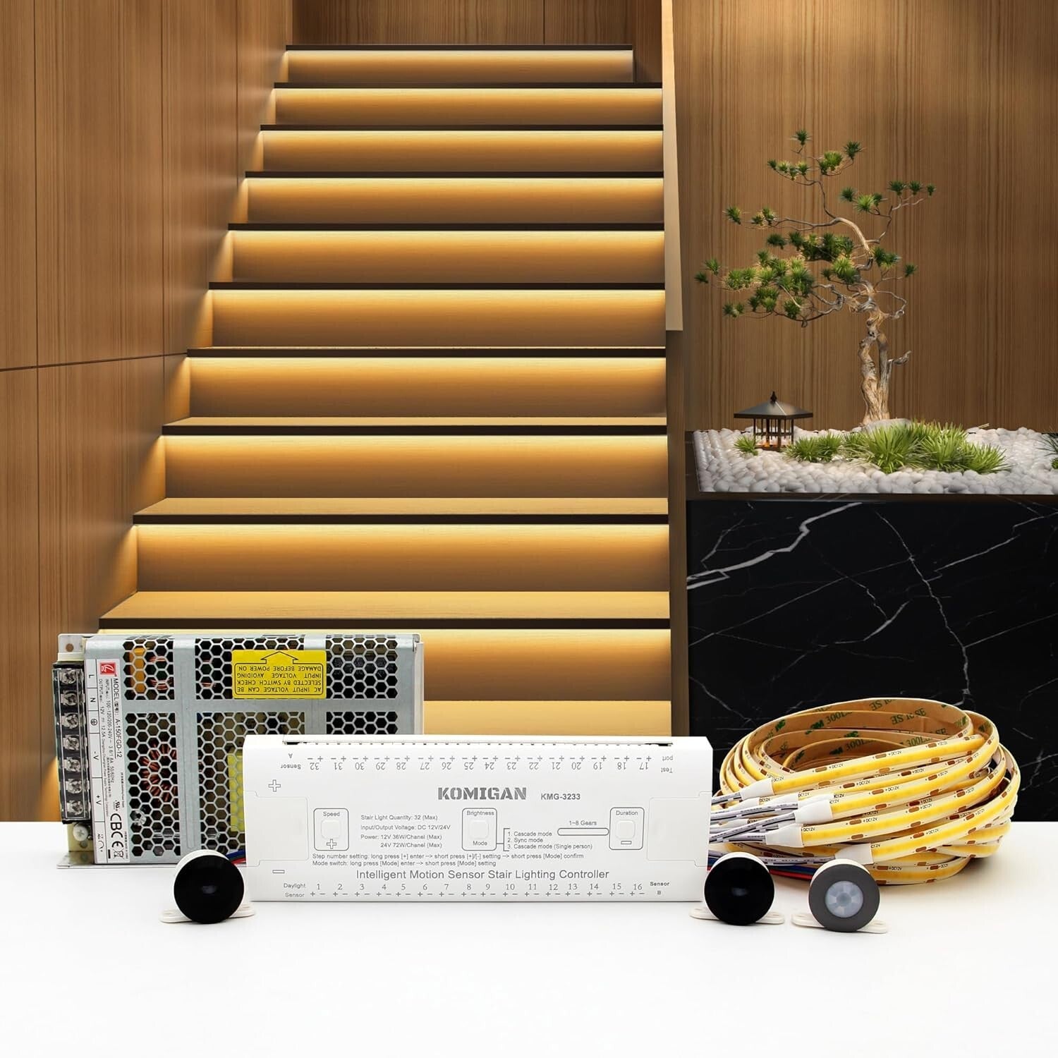 High-Performance COB LED Stair Lighting Kit - 40" Motion-Activated Illumination