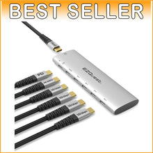 Load image into Gallery viewer, Premium USB-C 6-in-1 Adapter - 4K Video, 4x 10Gbps Ports, Sleek Silver