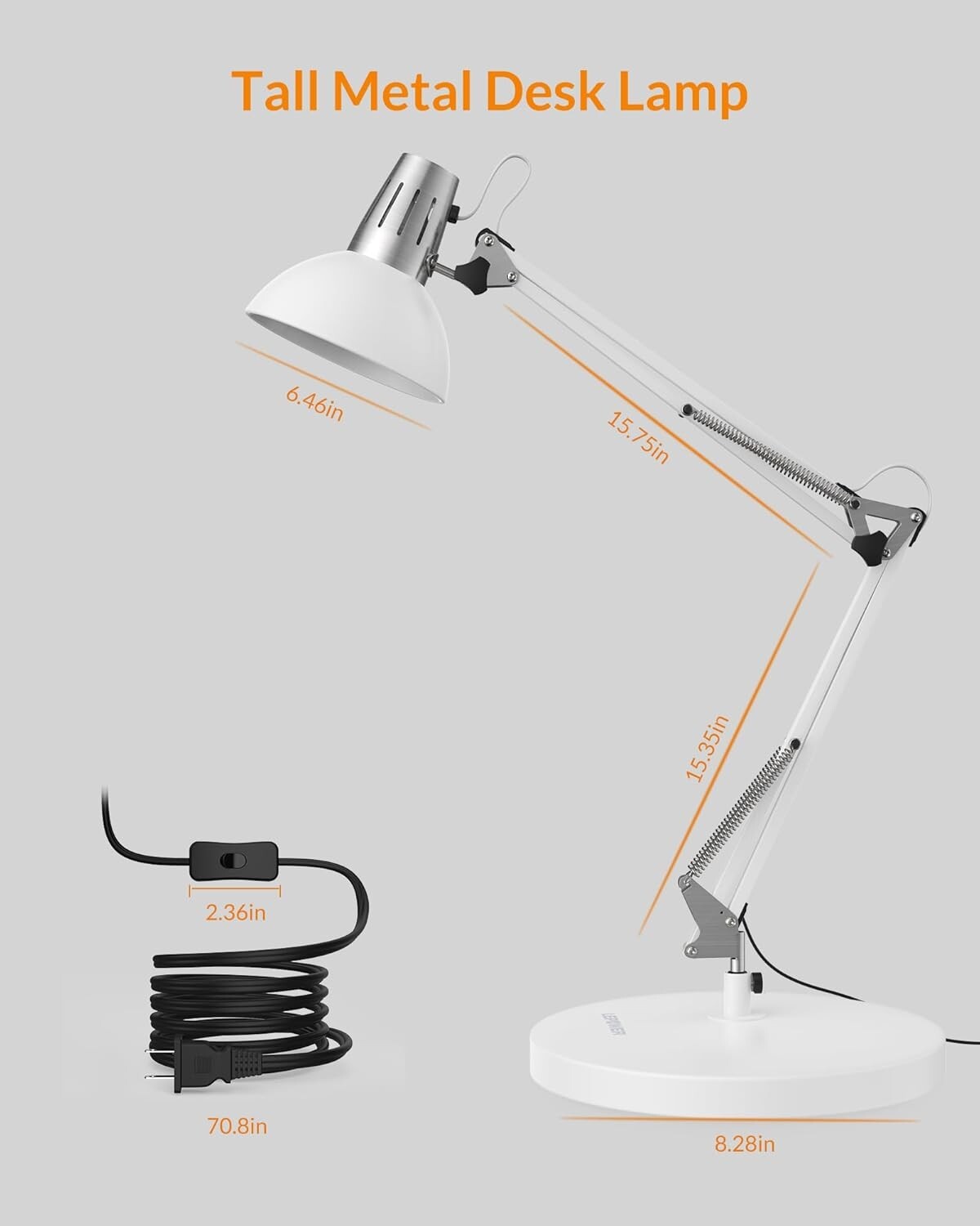 Clip-On Metal Desk Lamp with Adjustable Arm - Perfect for Home Offices & Reading