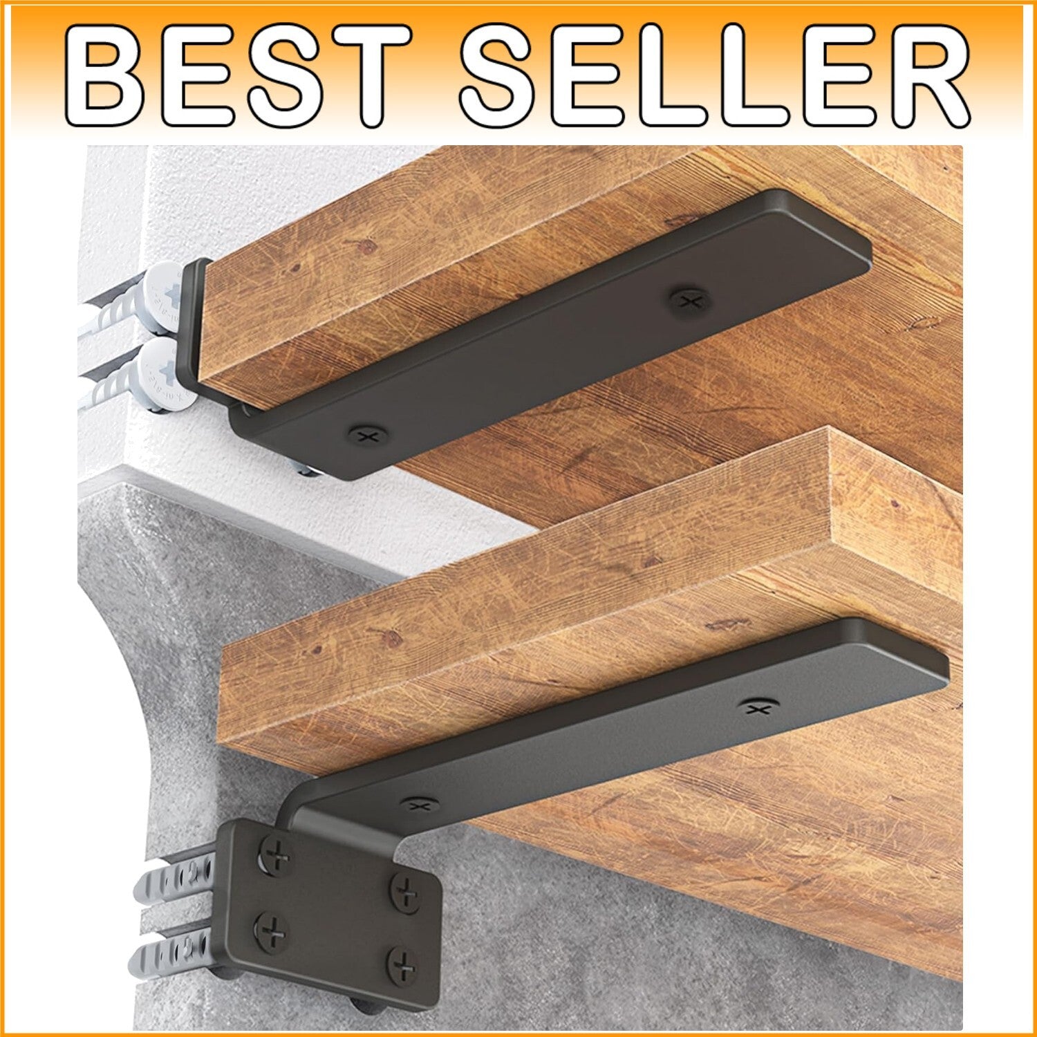 Durable 12 Pack Floating Shelf Brackets - 8 Inch Black, 160 lbs Weight Capacity
