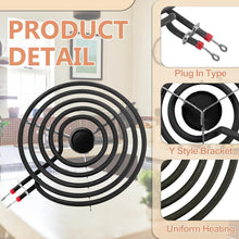 Load image into Gallery viewer, Complete Electric Stove Burner Set with Porcelain Drip Pans - 9-Piece Black Set