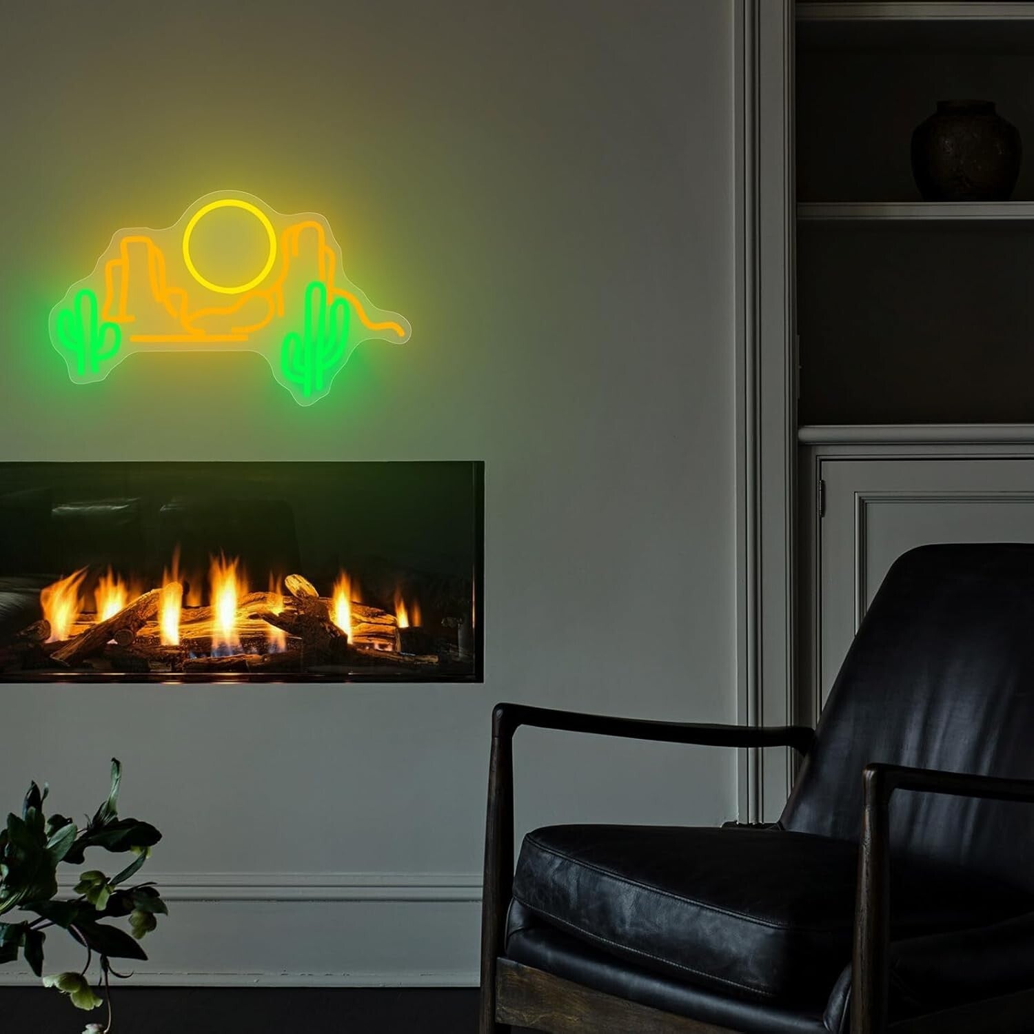 Dimmable Neon Cactus Mountain LED Sign for Unique Wall Decor | 9.92'' x 16.54''
